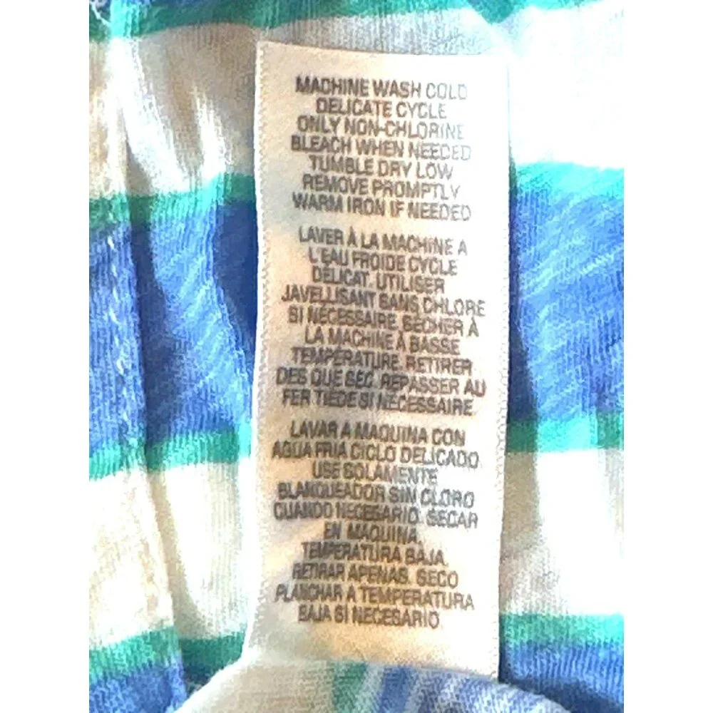 Splendid Cotton Modal Blend Striped Print Lightweight Blouse Blue Green White Sm - Picture 5 of 7